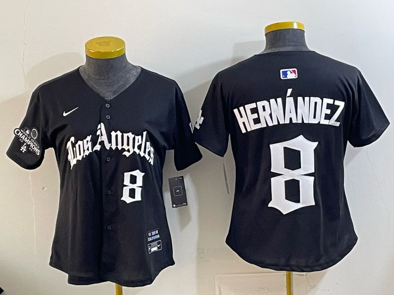Women Los Angeles Dodgers #8 Hernandez Black 5th Jointly Name 2026 Nike MLB Jersey style 04->women mlb jersey->Women Jersey